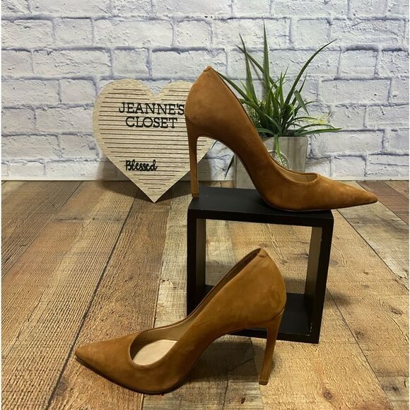Schutz Lou Pump In dark tan/brown Suede Heels Size US 8.5 B - Picture 3 of 12